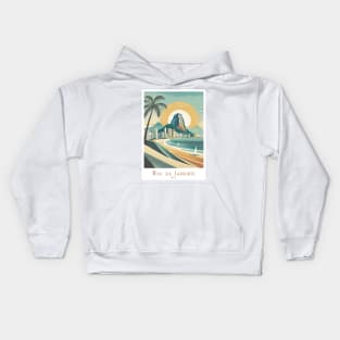 Vintage Rio de Janeiro Brazil Travel Poster Kids Hoodie